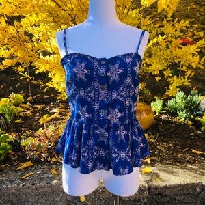 Faux Embroidered Peplum tank